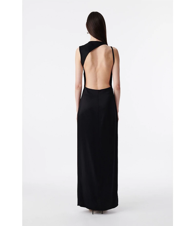 IRO Ruina Woven Sweetheart Neck Sleeveless Asymetrical Shoulder Side Slit Dress