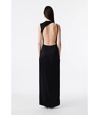 IRO Ruina Woven Sweetheart Neck Sleeveless Asymetrical Shoulder Side Slit Dress