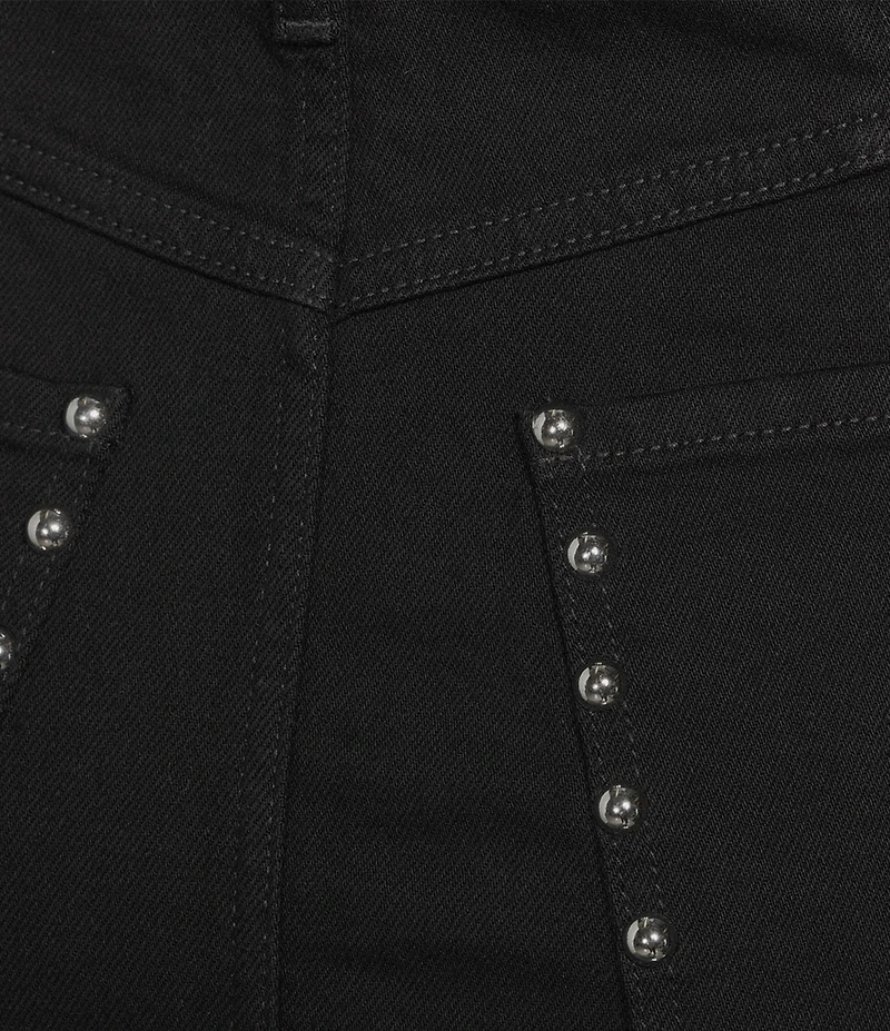 IRO Thania Denim Side Studed High Rise Midi Pencil Skirt