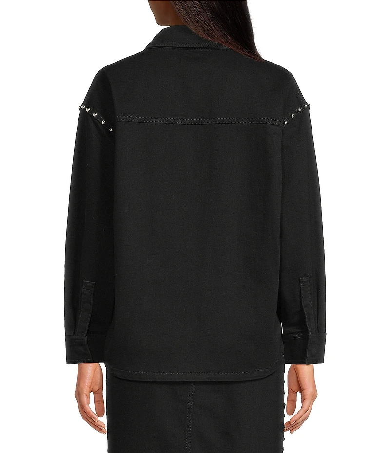 IRO Thomas Denim Point Collar Long Sleeve Studded Jacket