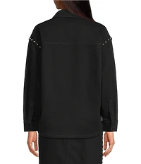 IRO Thomas Denim Point Collar Long Sleeve Studded Jacket