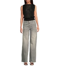 IRO Ulzie Knit Boat Neck Sleeveless Cowl Back Sheer Panel Top