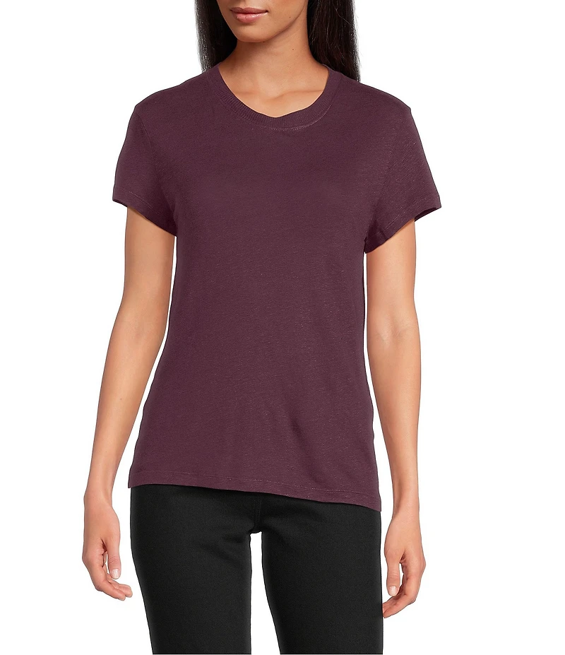 IRO Woven Linen Third Crew Neck Short Sleeve Tee Shirt
