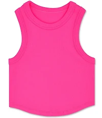 Iscream Big Girls Sleeveless Cropped Ribbed Racerback Tank Top