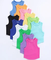 Iscream Big Girls Sleeveless Cropped Ribbed Racerback Tank Top
