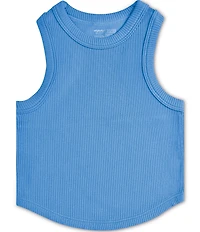 Iscream Big Girls Sleeveless Cropped Ribbed Racerback Tank Top