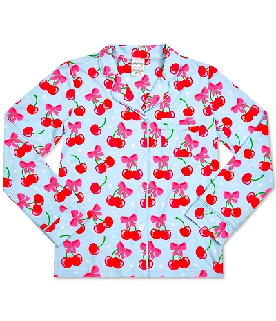 Iscream Big Girls Cheerful Cherries Long Sleeve Top & Pants Lounge Set
