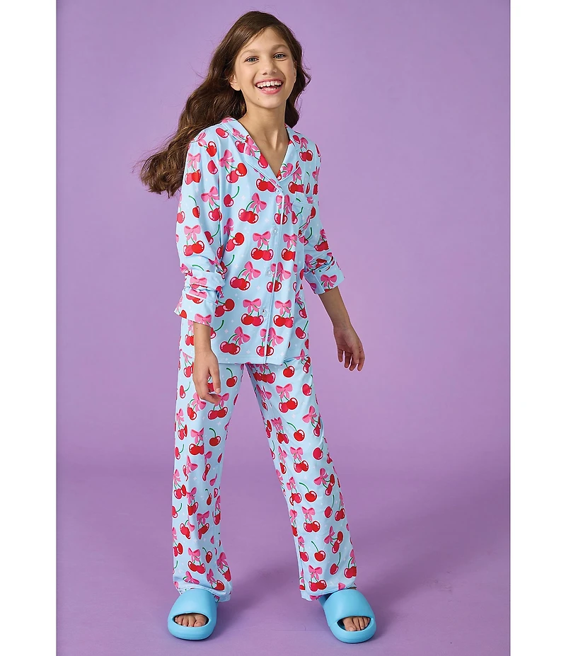 Iscream Big Girls Cheerful Cherries Long Sleeve Top & Pants Lounge Set