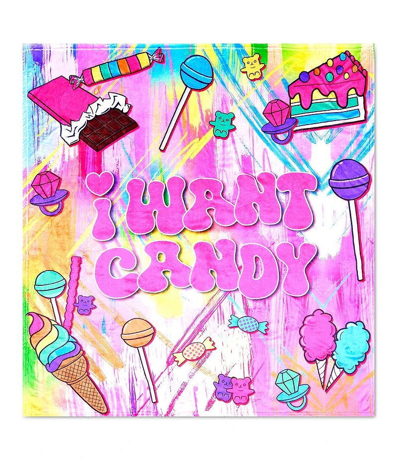 Iscream Corey Paige I Want Candy Plush Blanket