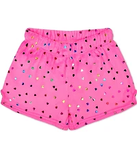 Iscream Girls Bright Pink Foil Heart Plush Shorts