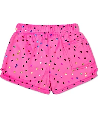 Iscream Girls Bright Pink Foil Heart Plush Shorts