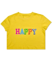 Iscream Little/Big Girls Short Sleeve Happy Boxy Graphic T-Shirt