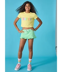 Iscream Little/Big Girls Short Sleeve Happy Boxy Graphic T-Shirt
