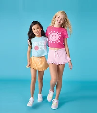 Iscream Little/Big Girls Short Sleeve Weekend Graphic Boxy T-Shirt