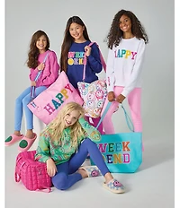 Iscream Little/Big Girls Allover Smile Crew Neck Long Sleeve Sweatshirt