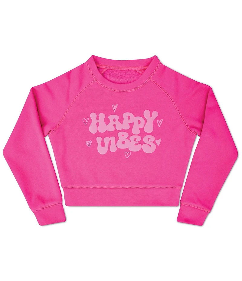 Iscream Little/Big Girls Happy Vibes Graphic Long Sleeve Crew Neck Sweatshirt