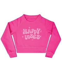 Iscream Little/Big Girls Happy Vibes Graphic Long Sleeve Crew Neck Sweatshirt