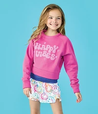 Iscream Little/Big Girls Happy Vibes Graphic Long Sleeve Crew Neck Sweatshirt