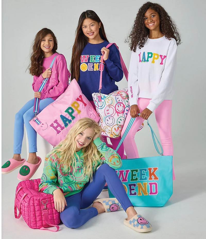 Iscream Little/Big Girls Happy Vibes Graphic Long Sleeve Crew Neck Sweatshirt