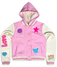 Iscream Little/Big Girls Long Sleeve Check It Out Varsity Jacket