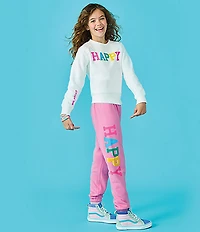 Iscream Little/Big Girls Long Sleeve Happy Graphic Sweatshirt