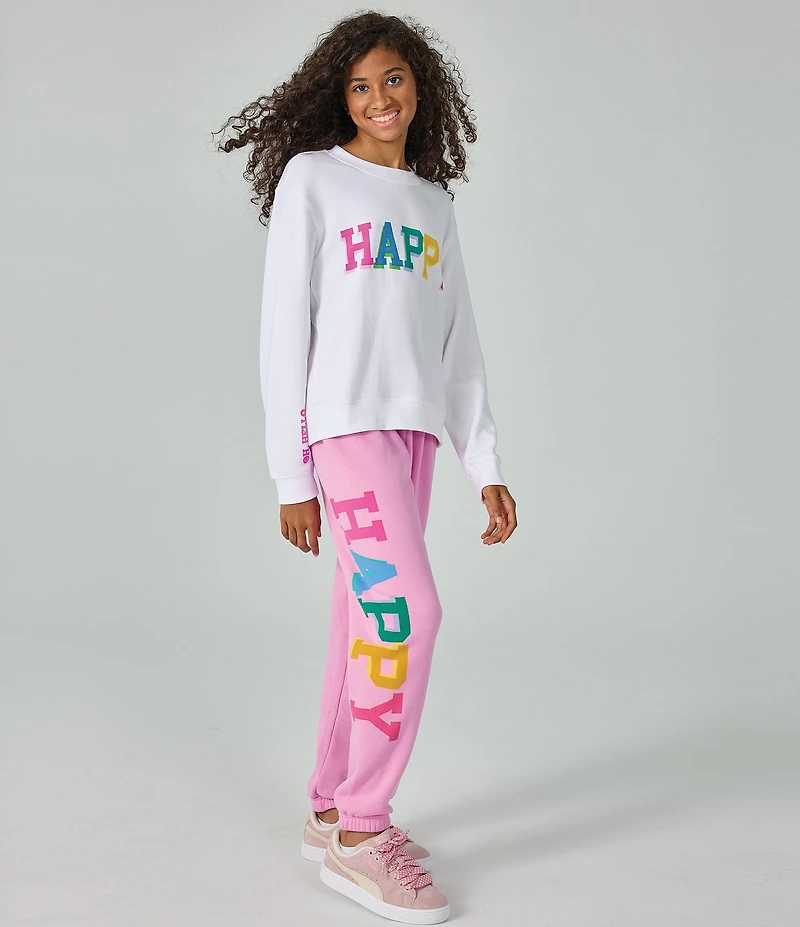 Iscream Little/Big Girls Long Sleeve Happy Graphic Sweatshirt