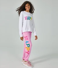 Iscream Little/Big Girls Long Sleeve Happy Graphic Sweatshirt