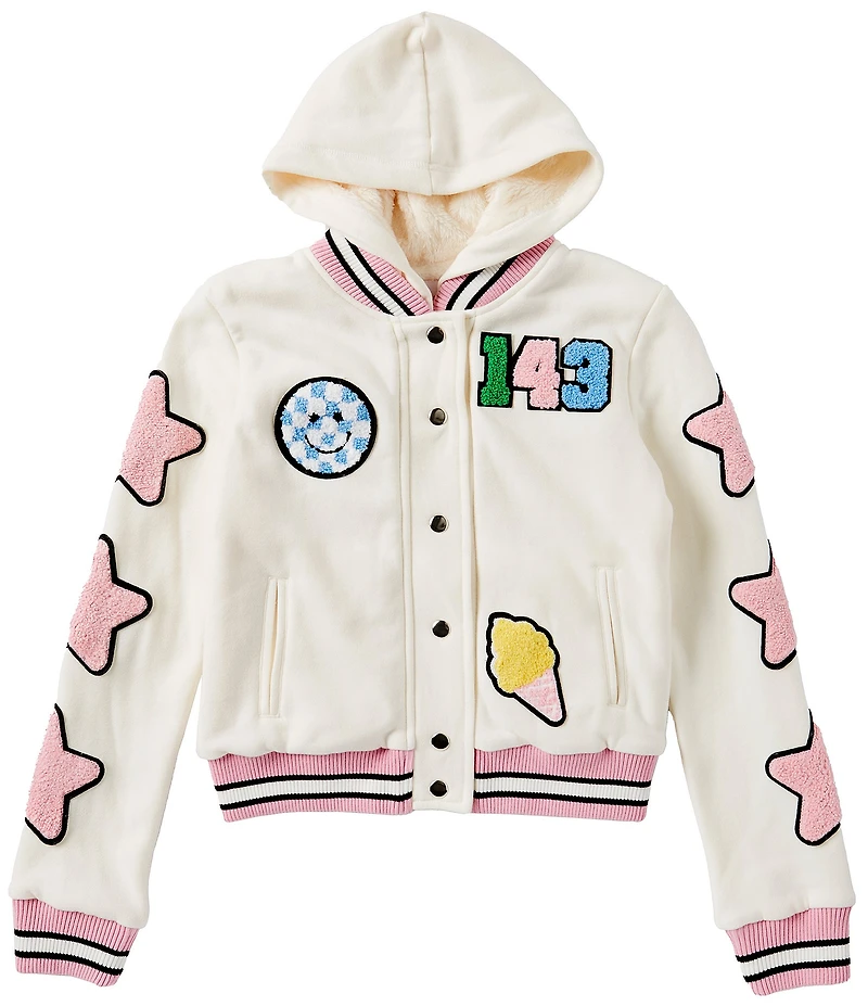 Iscream Little/Big Girls Long Sleeve Smile Squad Chenille-Patch Jacket