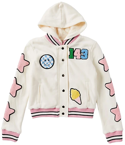 Iscream Little/Big Girls Long Sleeve Smile Squad Chenille-Patch Jacket