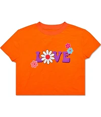 Iscream Little/Big Girls Short Sleeve Flower Love Boxy T-Shirt