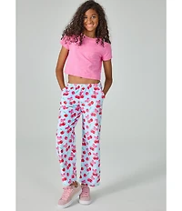 Iscream Little/Big Girls Cheer Cherries Print Plush Pants