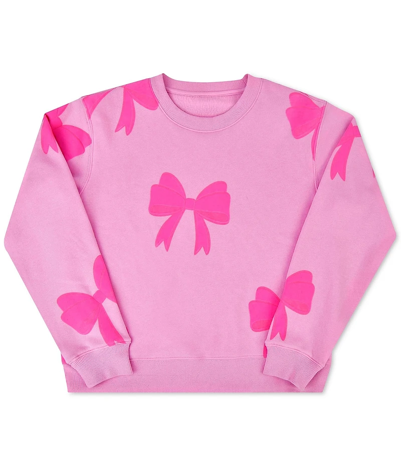 Iscream Little/Big Girls Ribbon Bows Sleeve Embroidered Detail Sweatshirt