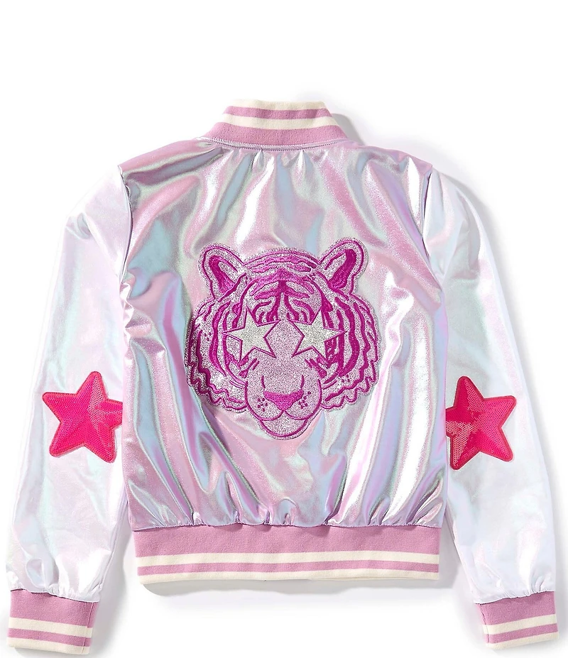 Iscream Little/Big Girls Tiger Metallic Varsity Jacket