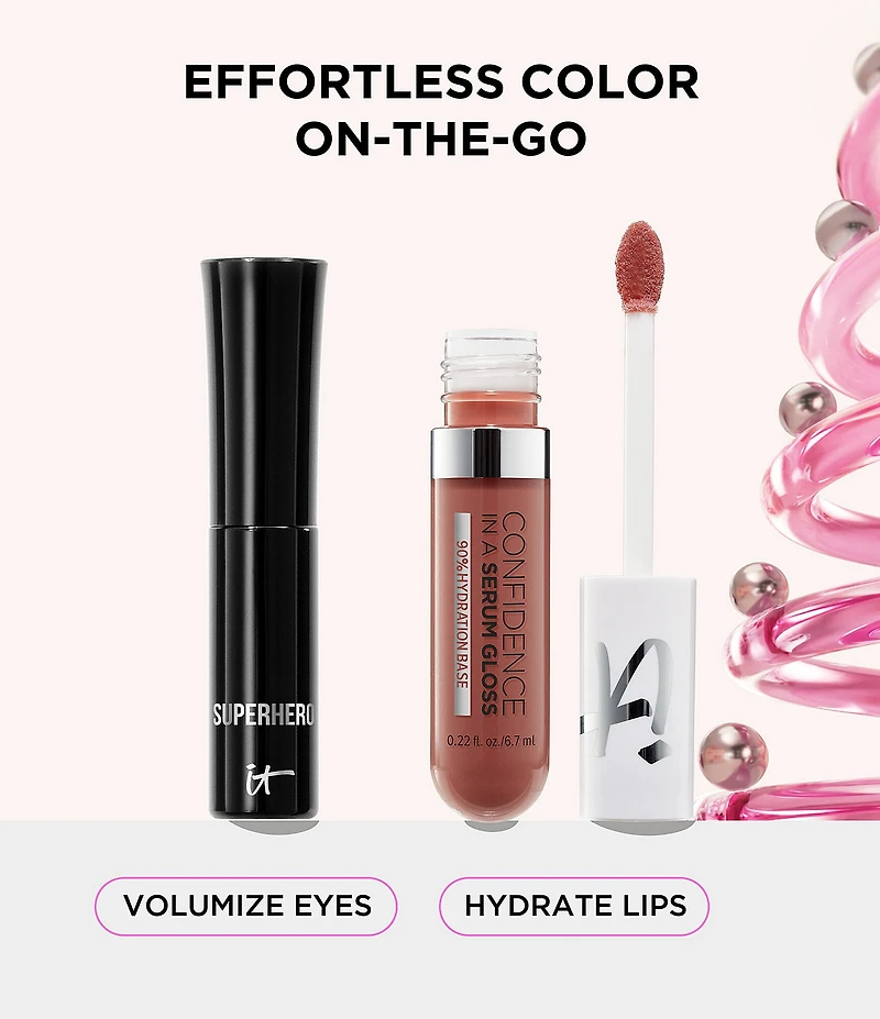 IT Cosmetics Unwrap Effortless Color Mascara & Lip Gloss Makeup Set