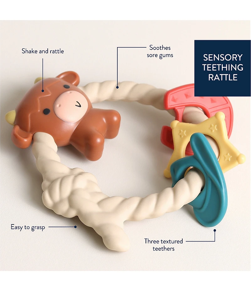 Itzy Ritzy Highland Cow Ritzy Rattle® with Teething Rings