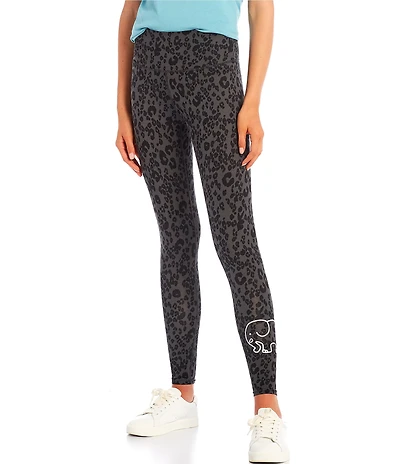 Ivory Ella Embossed-Printed Animal Print Ankle Leggings