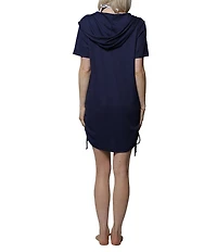 J Valdi Bondi Thermal Knit Full Zip Hoodie Swim Cover-Up