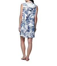 J Valdi Botanica Front Zip Hoodie Swim Cover-Up Dress
