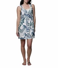 J Valdi Botanical Tropical Ring Scoop Neck Tank Swim Cover-Up Dress