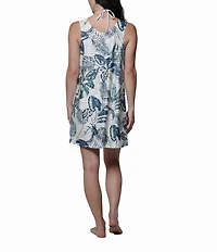 J Valdi Botanical Tropical Ring Scoop Neck Tank Swim Cover-Up Dress