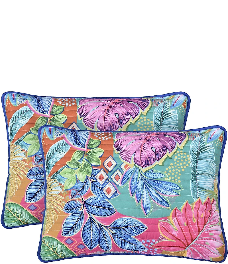 J. By J. Queen New York Hanalei Tropical Paradise Print Mini Quilt Set