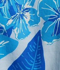 J.Marie Andie Floral Print Split Round Neck Short Puff Sleeve Belted Dress