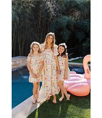 J.Marie Big Girls Lucia Beach Vibes Tropical Print Tie Strap Dress