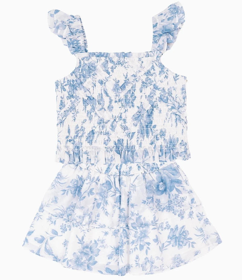 J.Marie Big Girls Toile Print Chloe Ruched Top