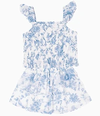 J.Marie Big Girls Toile Print Chloe Ruched Top