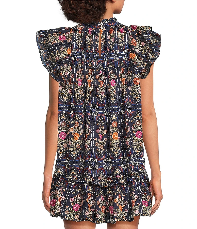 J. Marie Coordinating Woven Torian Short Sleeve Pleated Blouse