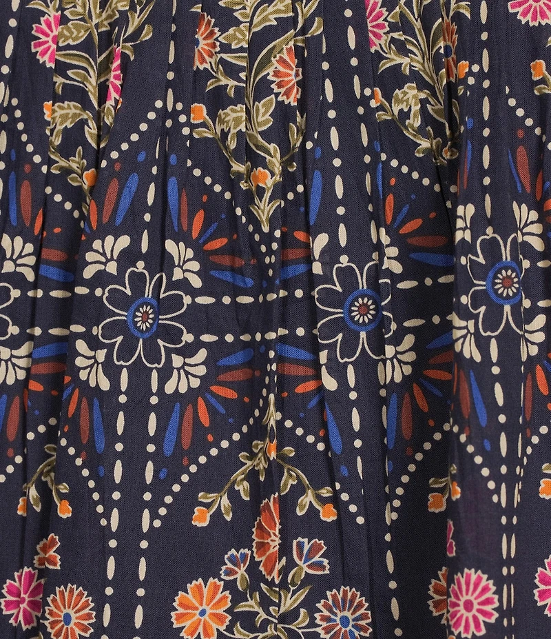 J. Marie Coordinating Woven Torian Short Sleeve Pleated Blouse