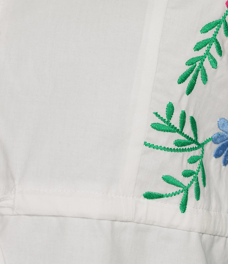 J.Marie Elaine Embroidered Tie Strap Top