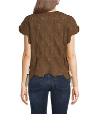 J.Marie Hayes Scoop Neck Short Sleeve Tie Side Knit Top
