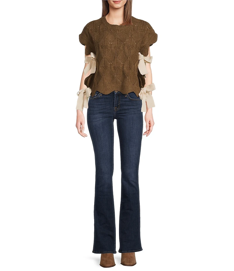 J.Marie Hayes Scoop Neck Short Sleeve Tie Side Knit Top